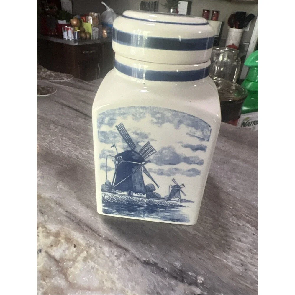 Nice Vintage Delft Spice Jar With Acorn Makers Mark
